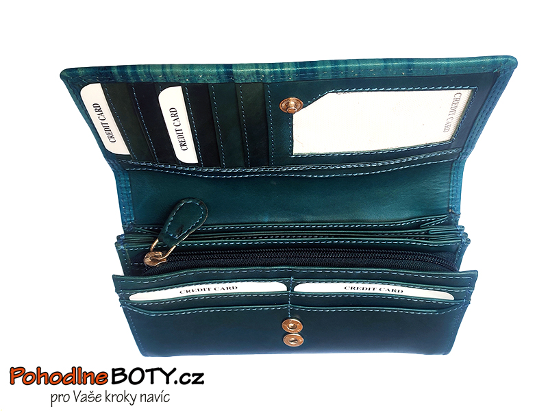 Dámská kožená peněženka tyrkysová 1755