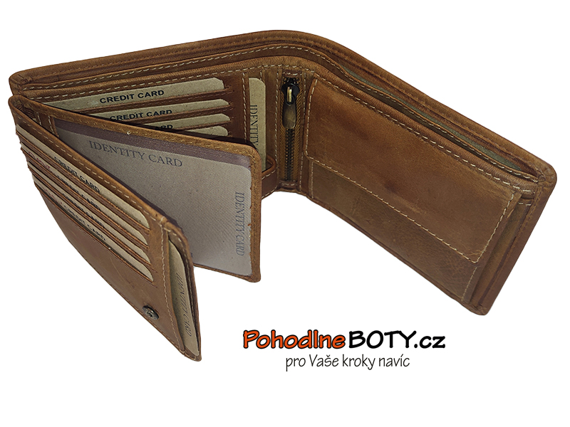 Pánská kožená hnědá peněženka s ražbou kapr 12005