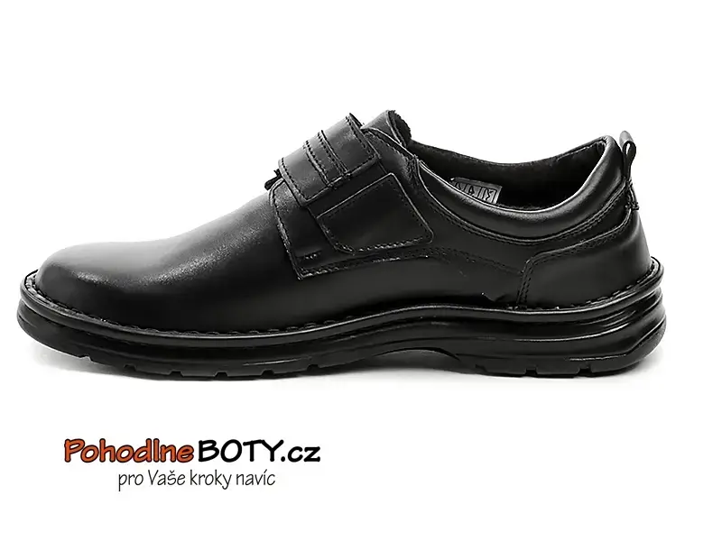 Pánské polobotky suchý zip širší kůže pa 411 černé Wawel