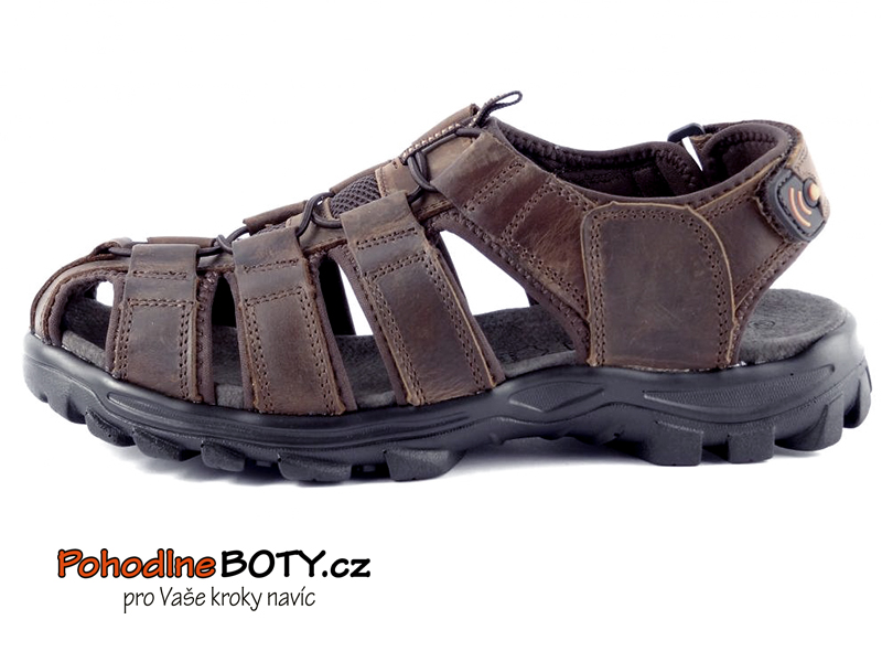 Pánské sandále nadměrné hnědé suchý zip Selma MR-20323