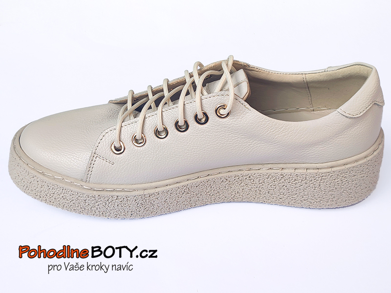 Dámské kožené boty Aldex krémové platforma