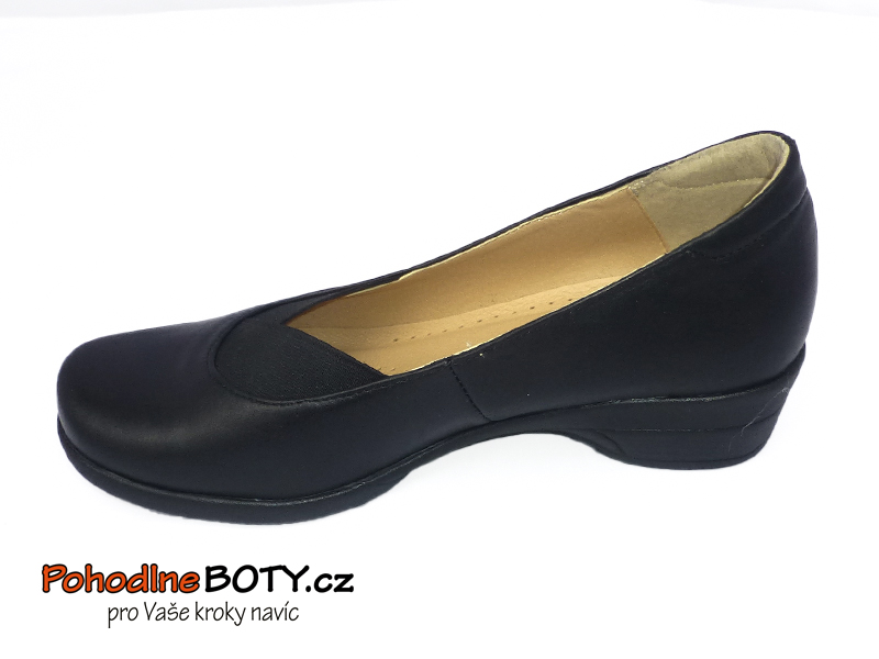 Dámské kožené mokasíny na klínku černé Aldex 1738