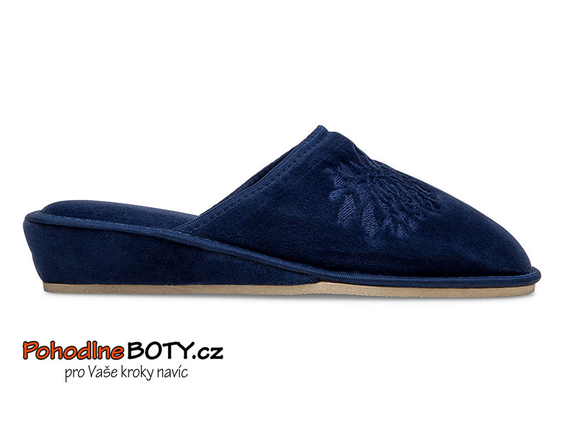 Domácí pantofle na klínku sametové Natural Styl modré