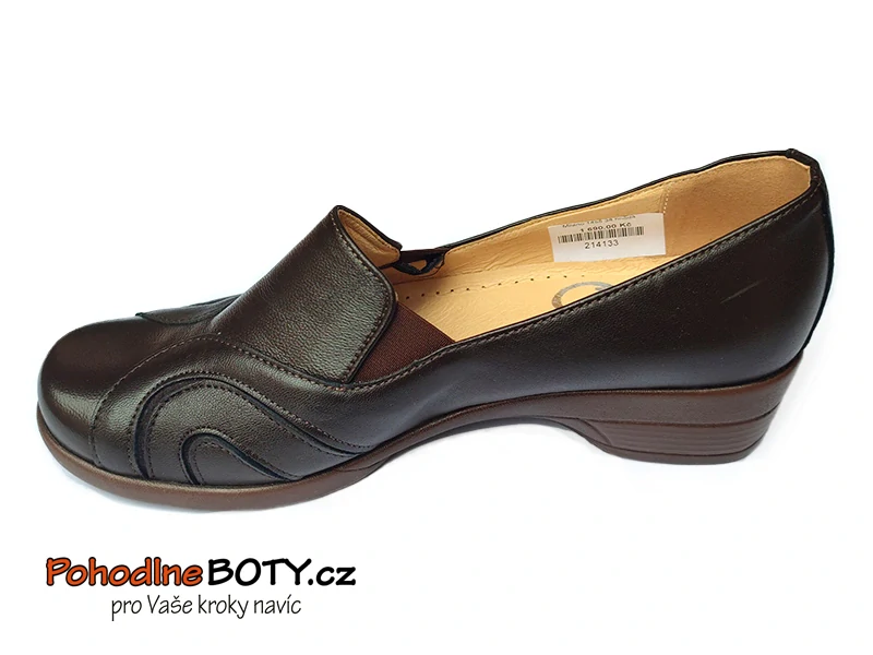 Dámské kožené hnědé mokasíny širší střih Aldex 1455