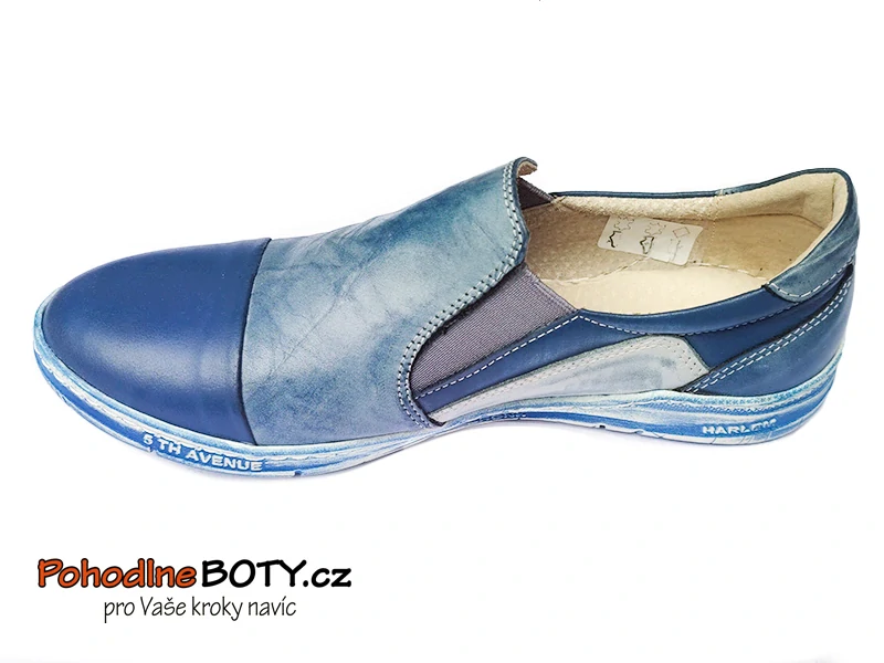 Dámské kožené mokasíny modrý melír Aldex 1516
