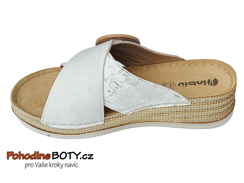 Dámské letní nazouváky Inblu na klínku krémové