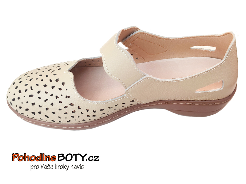 Dámské širší pohodlné baleríny Aurelia LR-31292 krémové