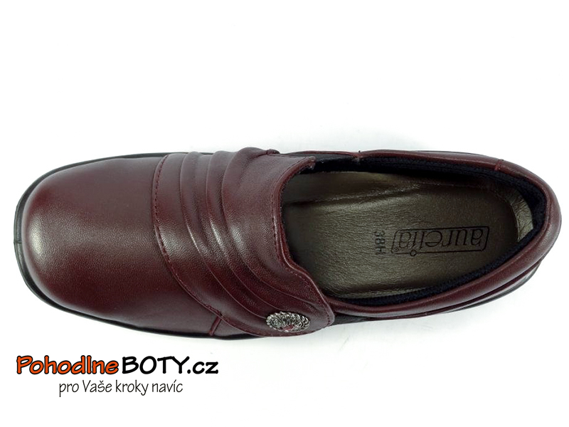 Dámské kožené polobotky Aurelia bordó PD-81