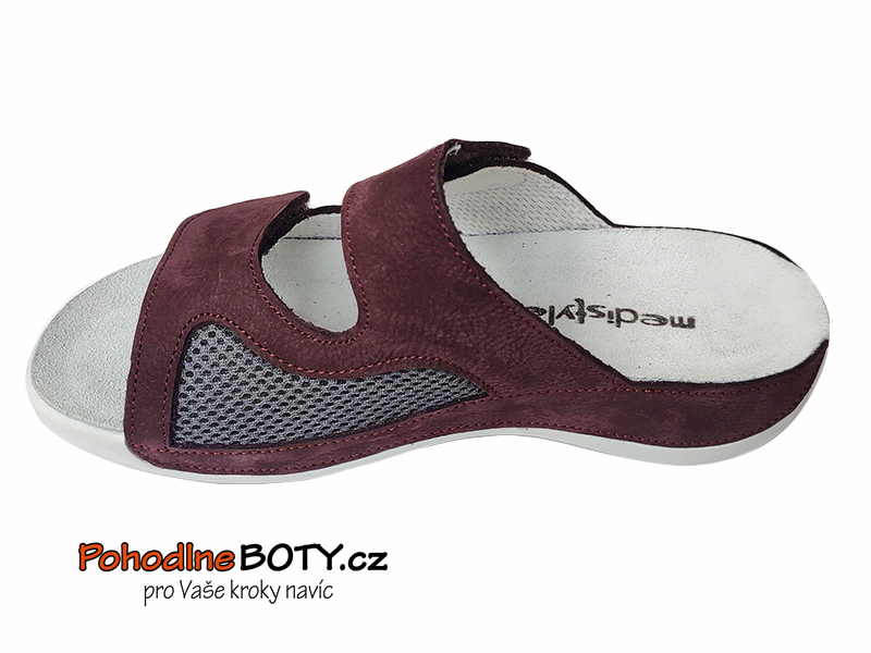 Zdravotní pantofle Medistyle Šarlota vínové široké - hallux