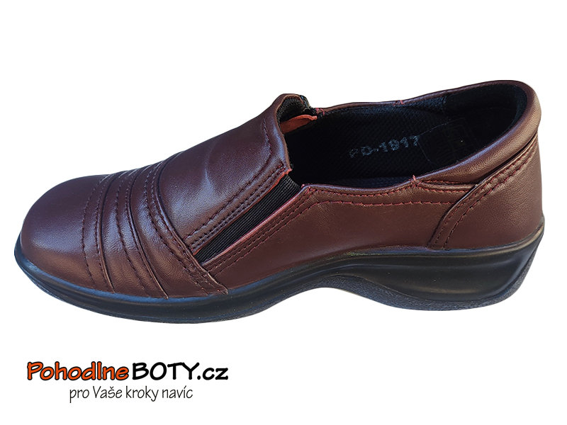 Dámské kožené polobotky vínové širší Aurelia PD1917