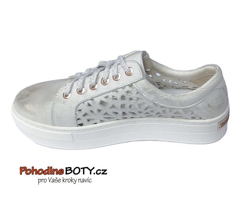 Dámské komfortní tenisky De Plus 0603 bílo-zlaté