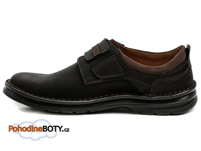 Pánské polobotky suchý zip širší kůže Wawel