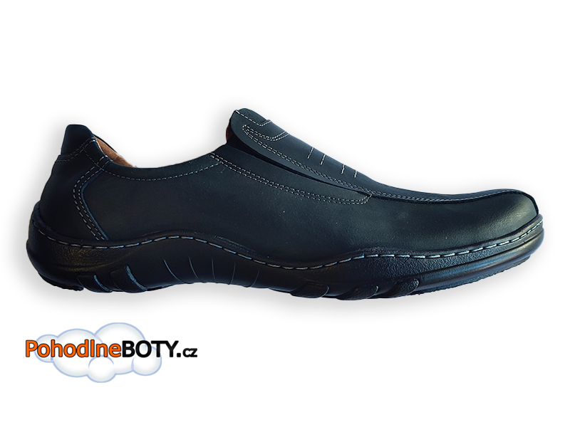 Kožené pánské mokasíny širší střih černé Aldex