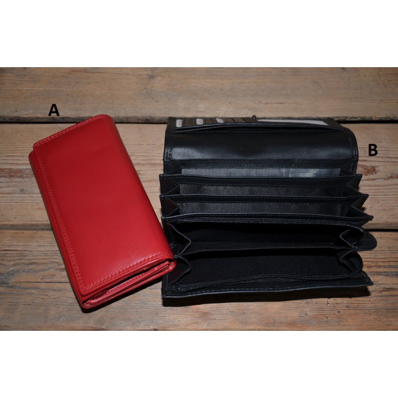 Dámská kožená peněženka červená a černá 1755Z