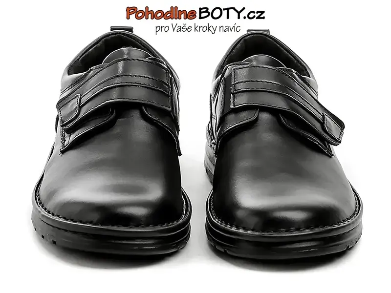 Pánské polobotky suchý zip širší kůže pa 411 černé Wawel