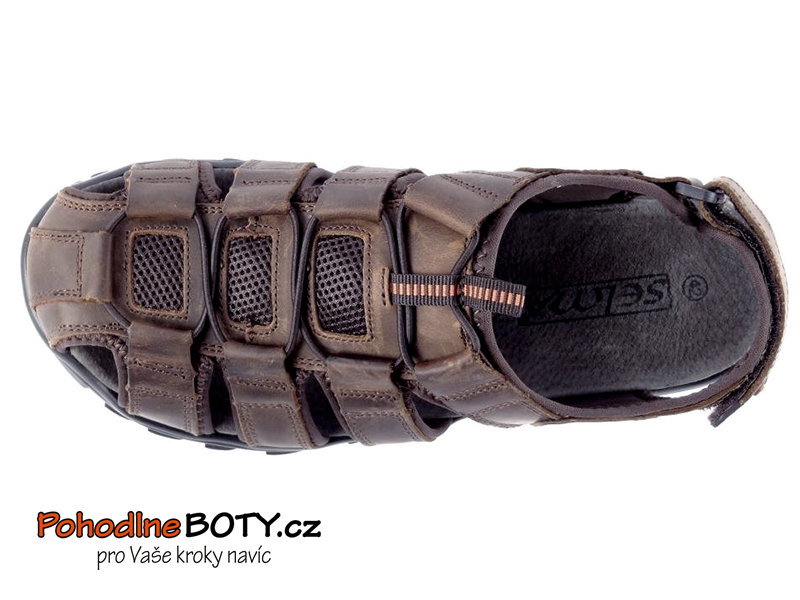 Pánské sandále nadměrné hnědé suchý zip Selma MR-20323