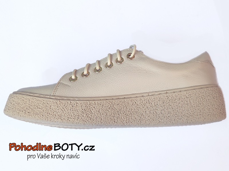 Dámské kožené boty Aldex krémové platforma