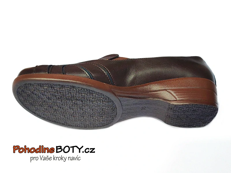 Dámské kožené hnědé mokasíny širší střih Aldex 1455