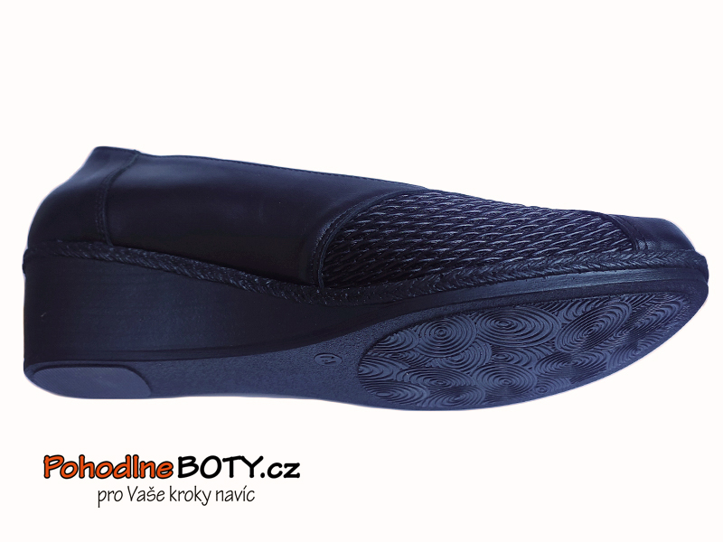 Dámské lodičky na klínku černé kožené Aldex 