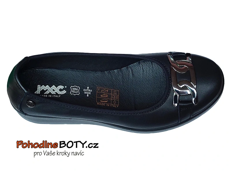 Dámské pohodlné černé baleríny šíře H Imac 211480