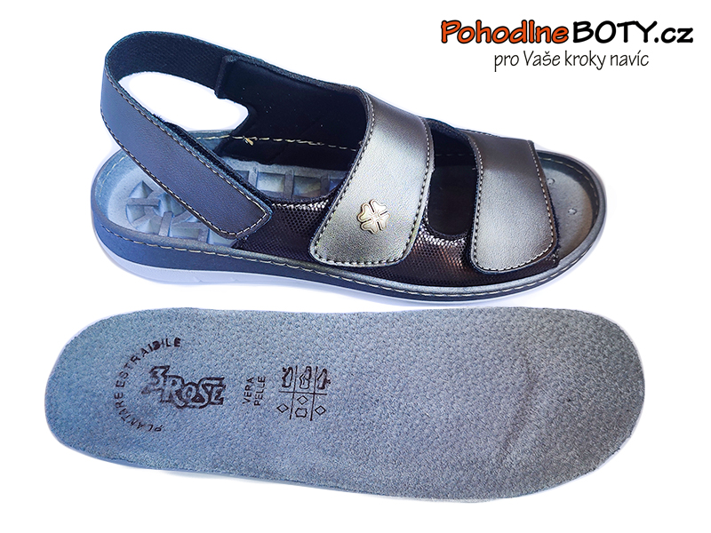 Dámské pohodlné sandále za patu na suchý zip 3ROSE