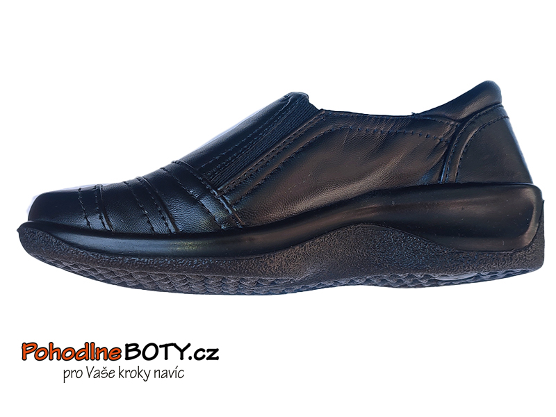 Dámské kožené polobotky černé širší Aurelia černé PD1917