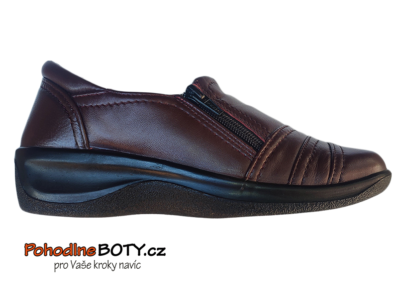 Dámské kožené polobotky vínové širší Aurelia PD1917