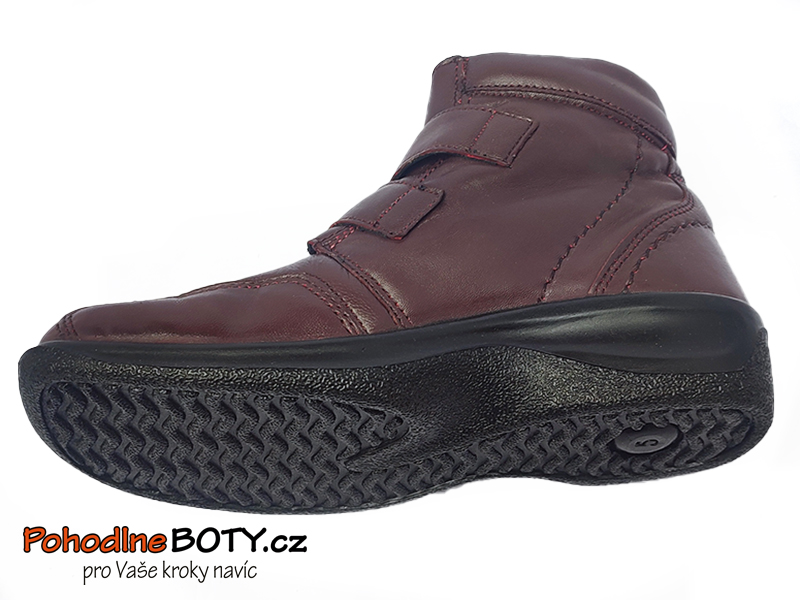 Dámská kotníková obuv na suchý zip Aurelia bordo 4697 