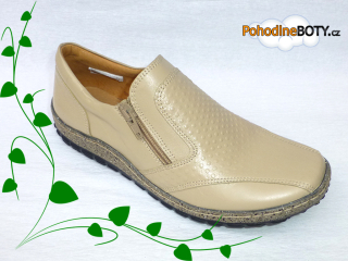 Démské mokasíny kůže béžové Hujo