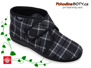 Pánské kotníkové bačkory šedé káro Mjartan 616