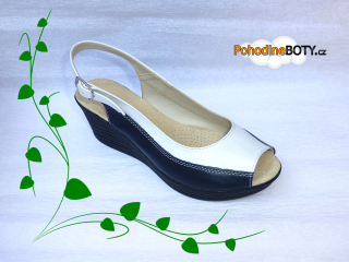 Dámské sandále na klínku bílo-modré Hujo