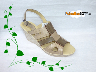 Letní pásková obuv Aldex na klínku béžové