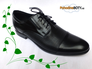 Luxusní pánské černé polobotky Aldex kůže LA-334 Lavaggio