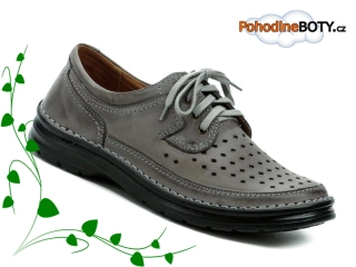 Pánské kožené polobotky šedé širší Wawel PA273/P