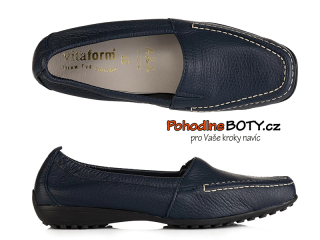 Dámské pružné tm. modré mokasíny kůže 321 300 Vitaform v.38