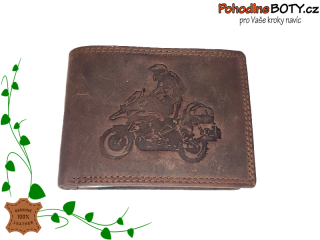 Pánská kožená tm.hnědá peněženka 131 s ražbou motorka