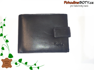 Pánská kožená hladká černá peněženka malá 80475 zápinka