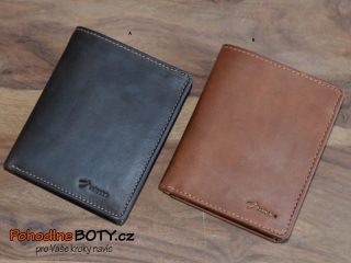 Pánská kožená tmavě hnědá peněženka hladká 12009