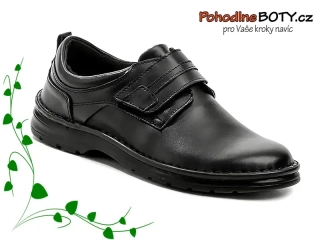 Pánské polobotky suchý zip širší kůže pa 411 černé Wawel