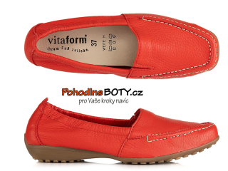 Dámské mokasíny pružné Vitaform kůže 321300 červené