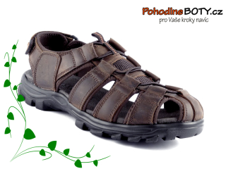 Pánské sandále nadměrné hnědé suchý zip Selma MR-20323