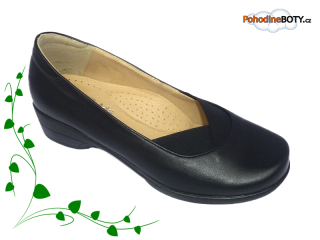 Dámské kožené mokasíny na klínku černé Aldex 1738