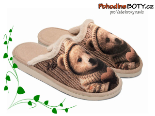 Domácí pantofle Natural Style s měkkou stélkou méďa