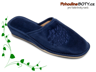Domácí pantofle na klínku sametové Natural Styl modré