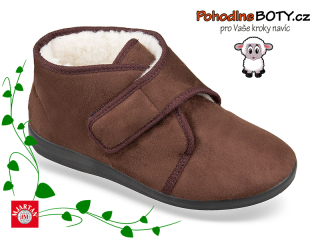 Pánské kotníkové papuče 816 hnědé s kožíškem na suchý zip
