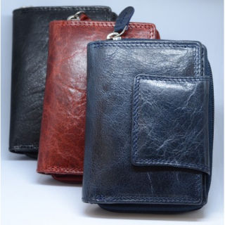 Dámská kožená peněženka střední tm. modrá 04