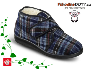 Pánské kotníkové papuče 816 K88 modré káro 